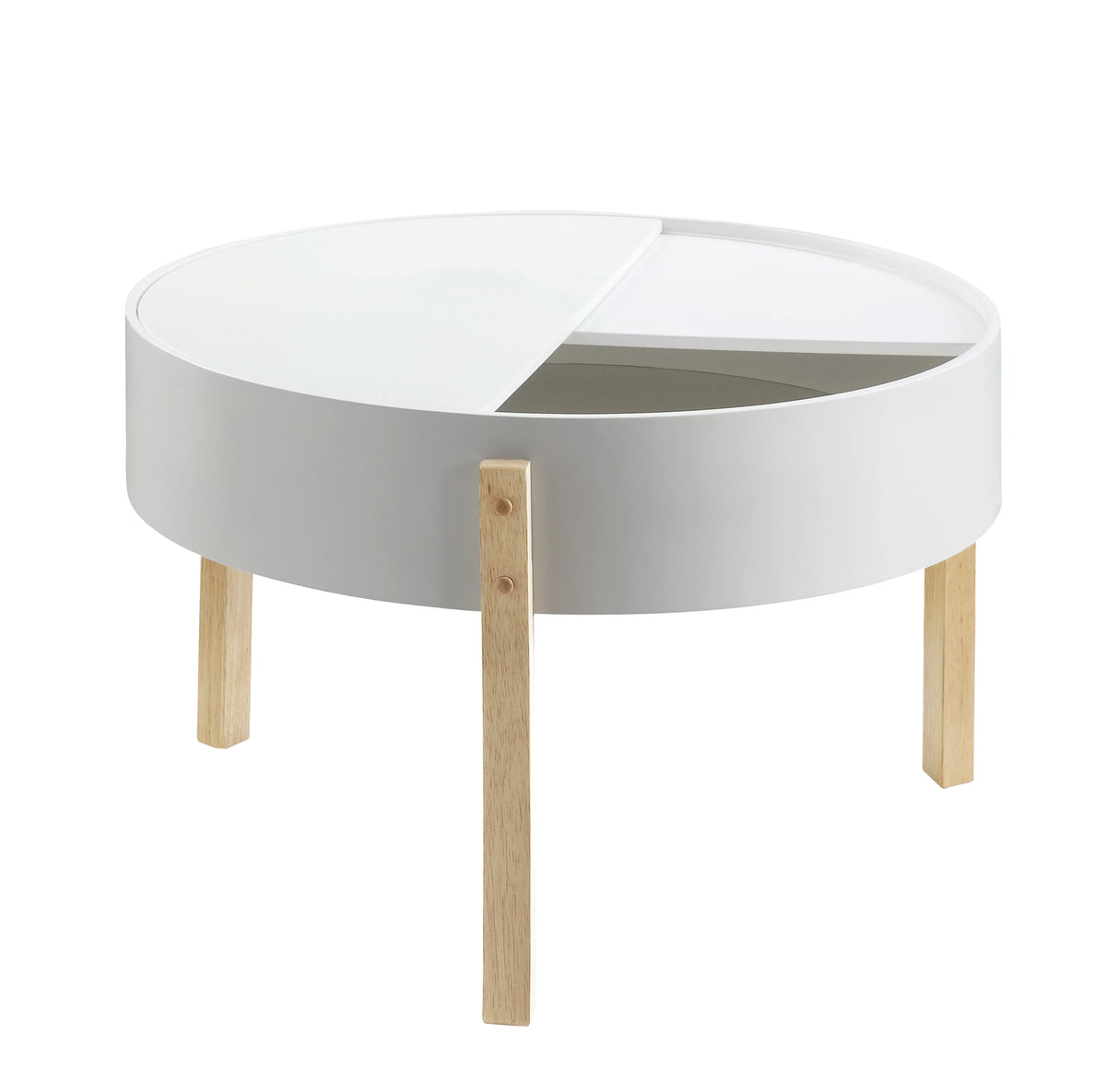 Round Wooden Coffee Table with Hidden Storage T9536