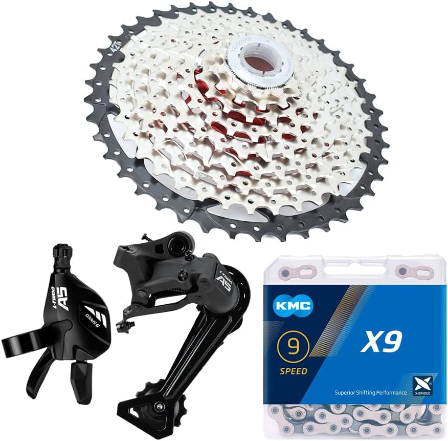 9 Speed MTB Groupset with KMC X9 Chain 11-42t Cassette and Rear Derailleur E3753