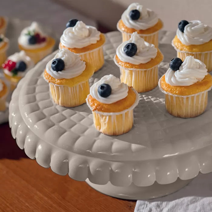 Milk White Cake Stand With Dome H67912