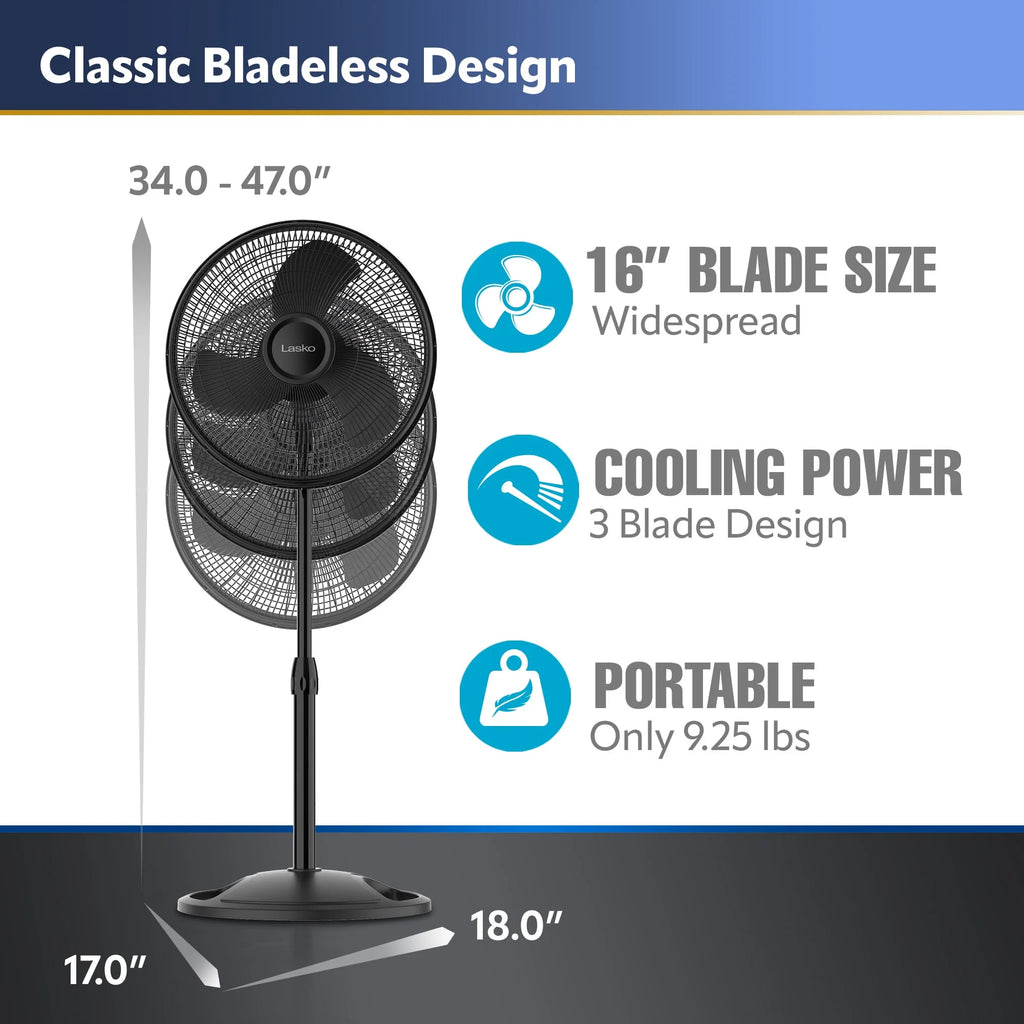 16 Oscillating Adjustable Pedestal Fan with 3-Speeds T420088