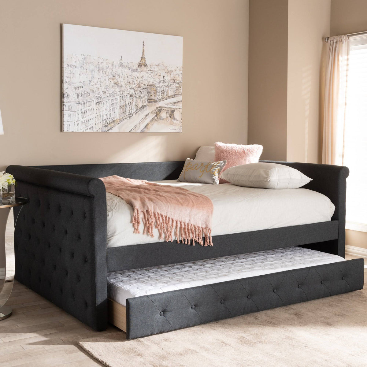 Queen Dark Grey Daybed with Trundle M709