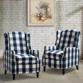 Set of 2 Plaid Fabric Recliners R3109