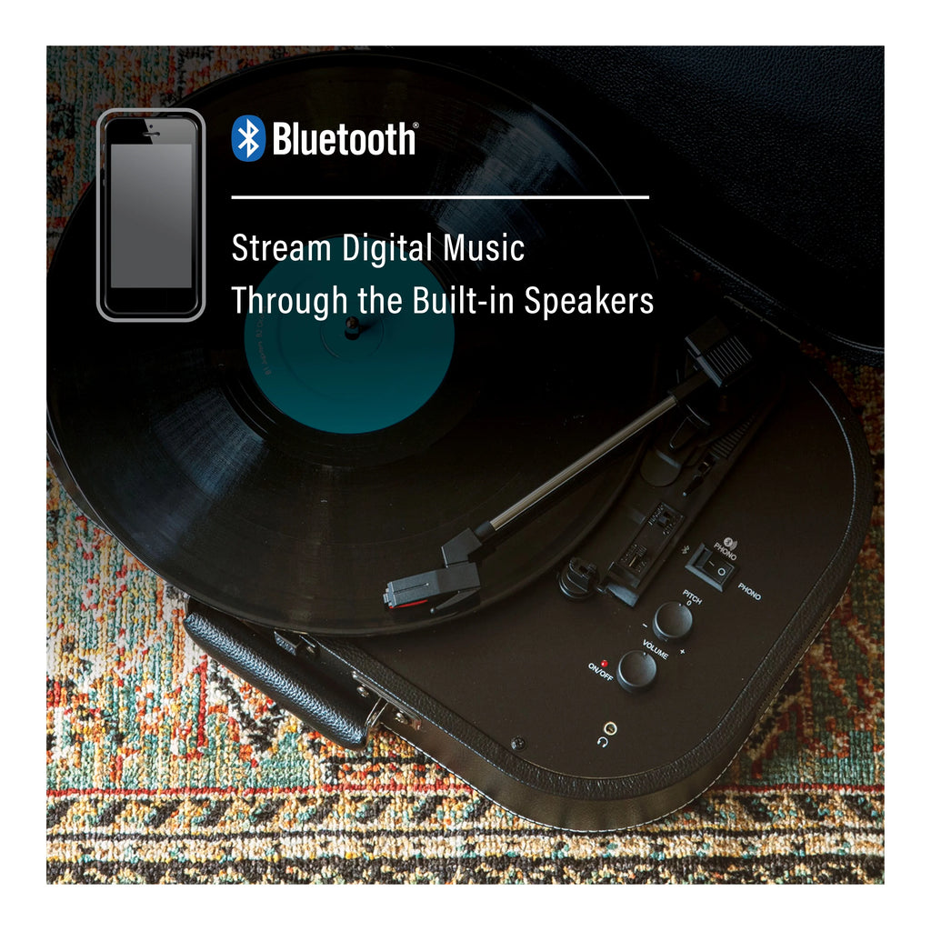 Vinyl Record Player with Speakers and Wireless Bluetooth Turntable J9377