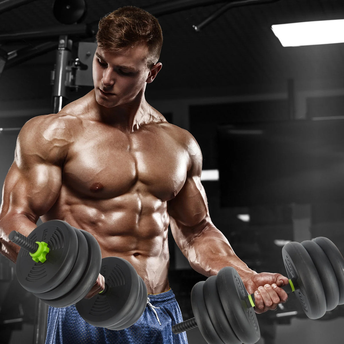 Adjustable 66LBS 88LBS 4 in1 Dumbbell Barbell Kettlebell Set L5280