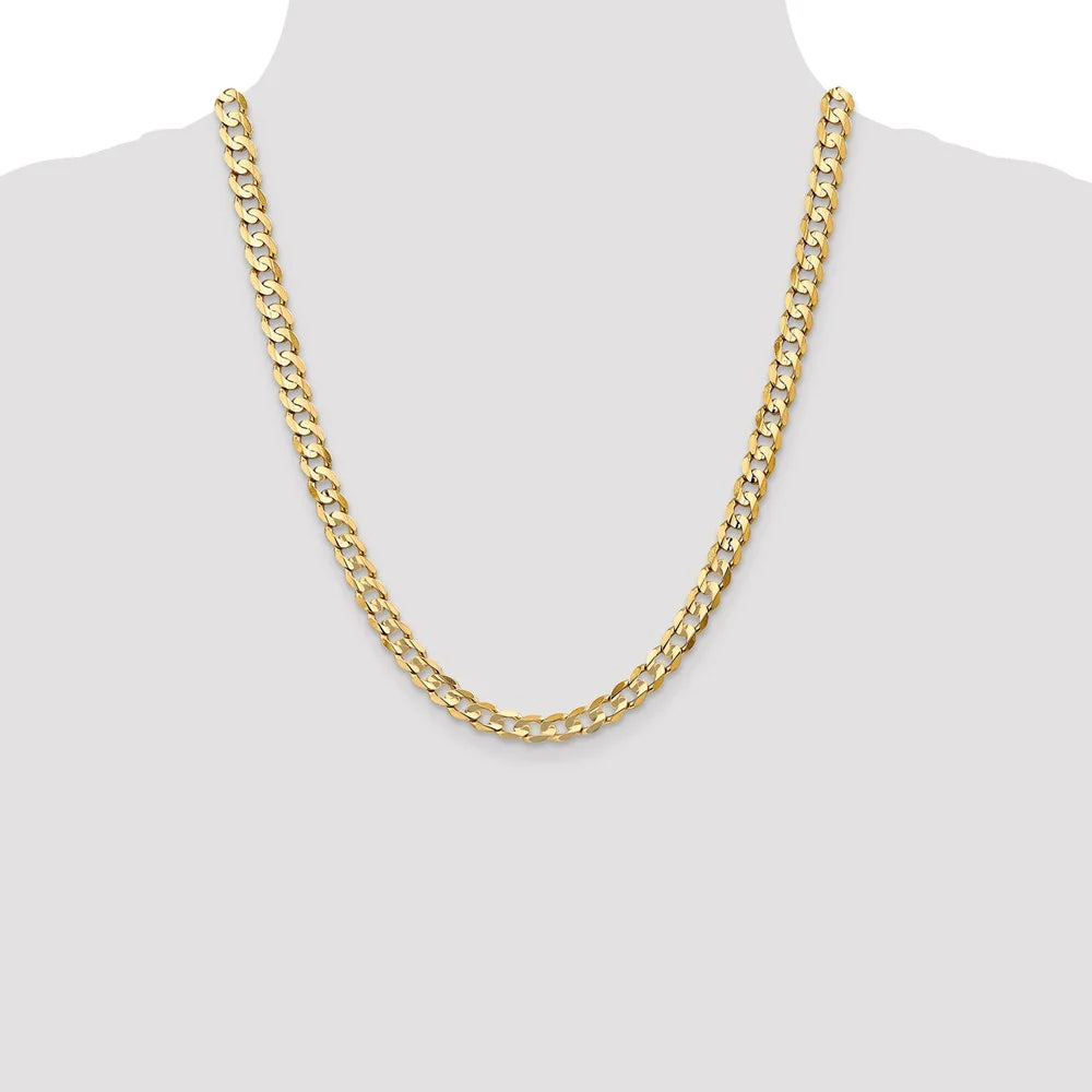 14kt Yellow Gold 22 inch Open Concave Curb Chain with Lobster Clasp L4107