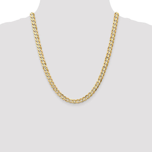 14kt Yellow Gold 22 inch Open Concave Curb Chain with Lobster Clasp L4107