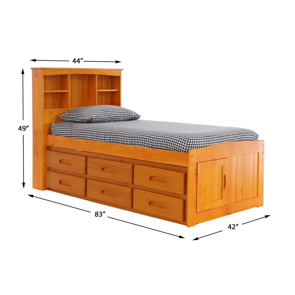 Warm Honey Bookcase Bed C387620