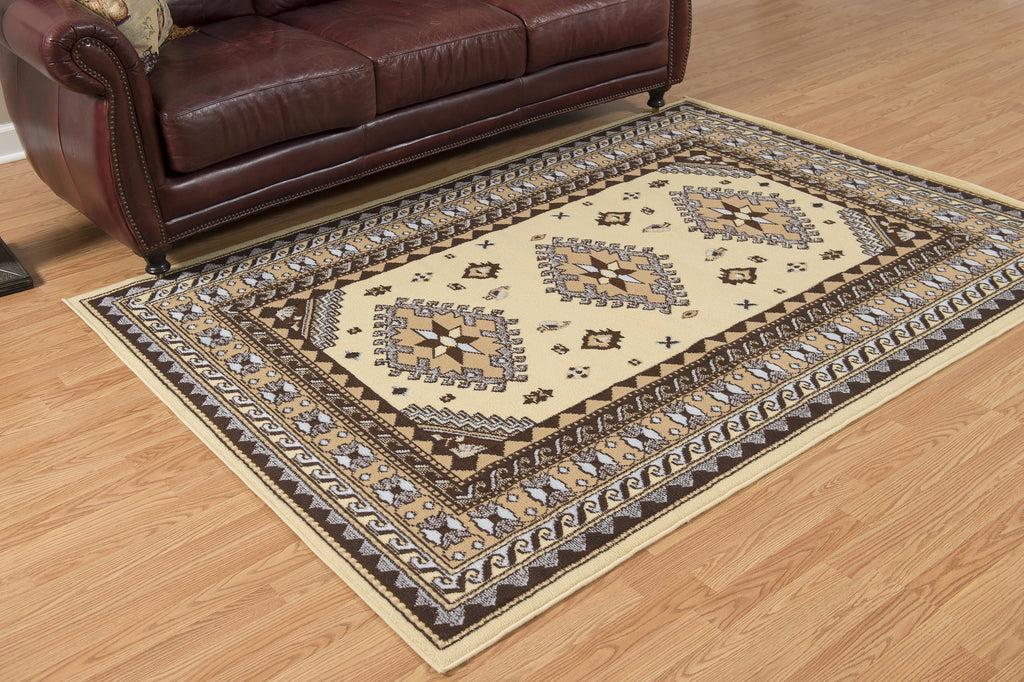 Ivory Bordered Area Rug I9150
