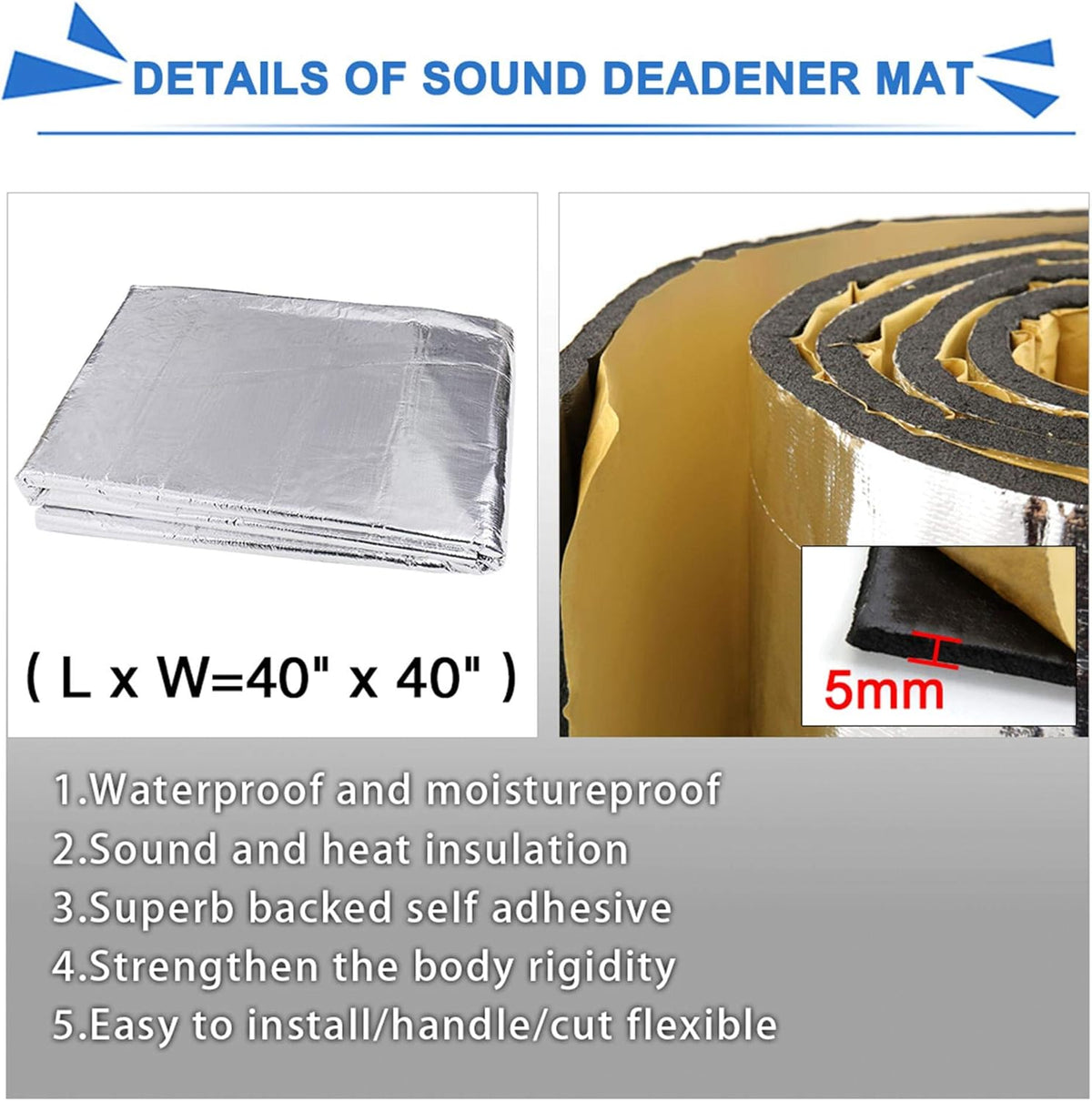 6.46sqft Car Sound Deadener Aluminum Foam Mat L616285