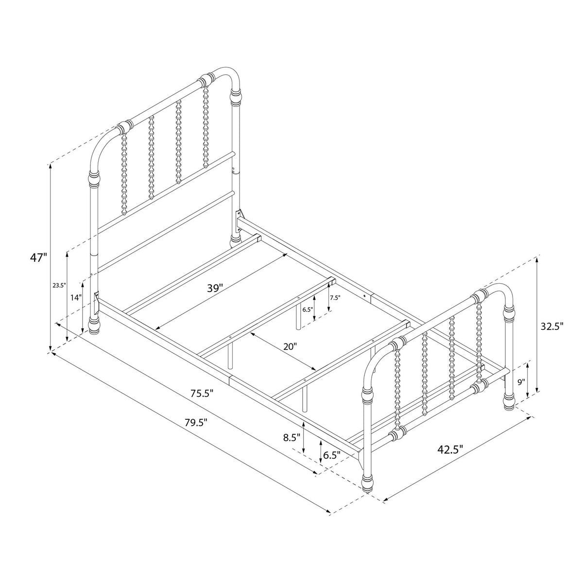 White Twin Metal Bed Frame with Headboard N236