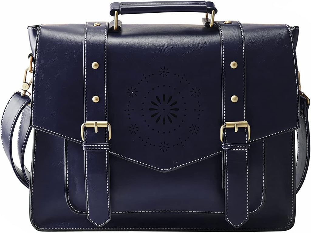 Tan PU Leather Laptop Messenger Bag W8410