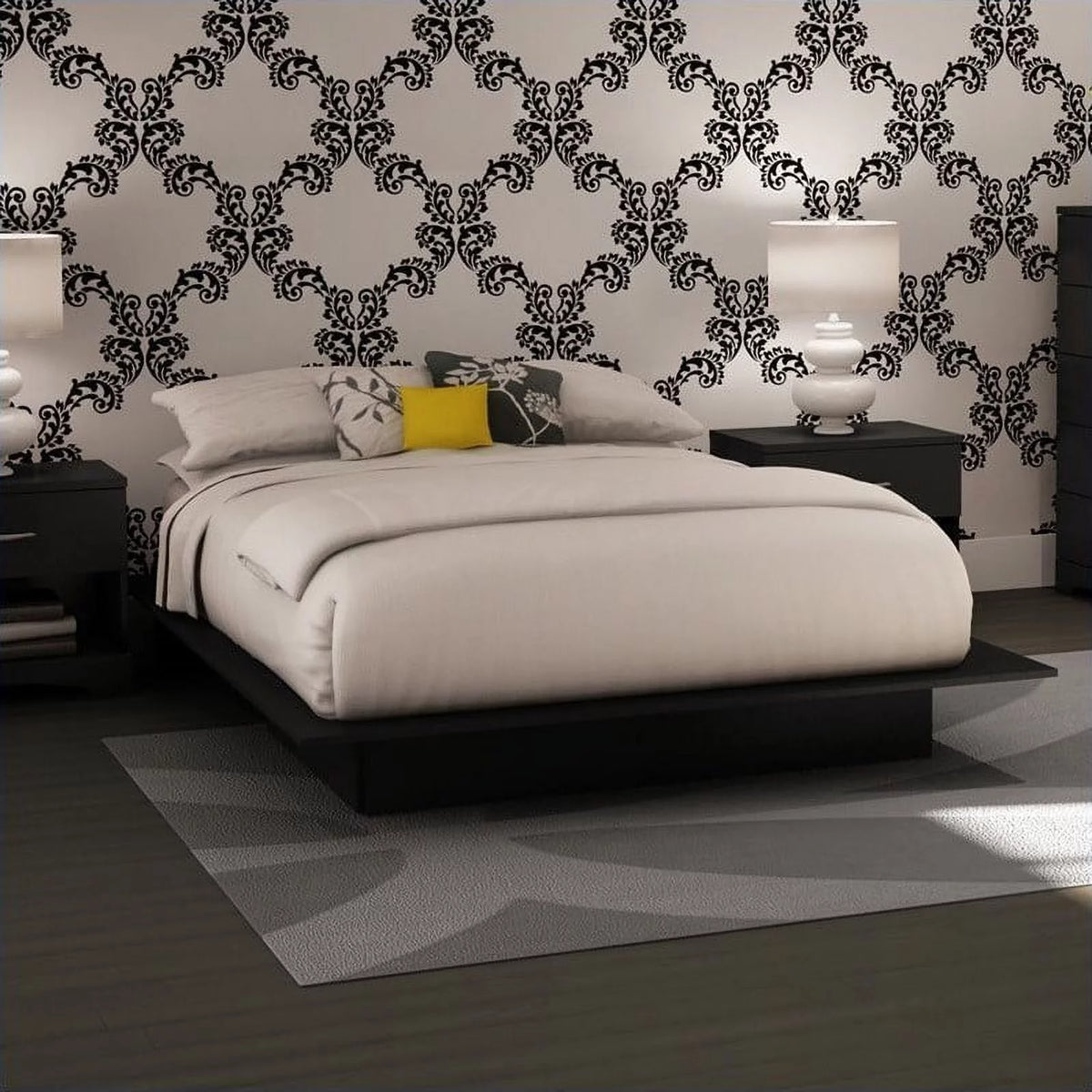 3-Piece Set with 2-Drawer Storage Platform Bed and 2 Nightstands E4282