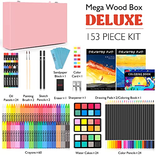153-Pack Art Set in Wooden Case with 2 A4 Sketch Pads N5358
