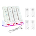 White Wii U Quad Remote Controller Charger Dock Station with 4x Rechargeable Battery Pack F982639