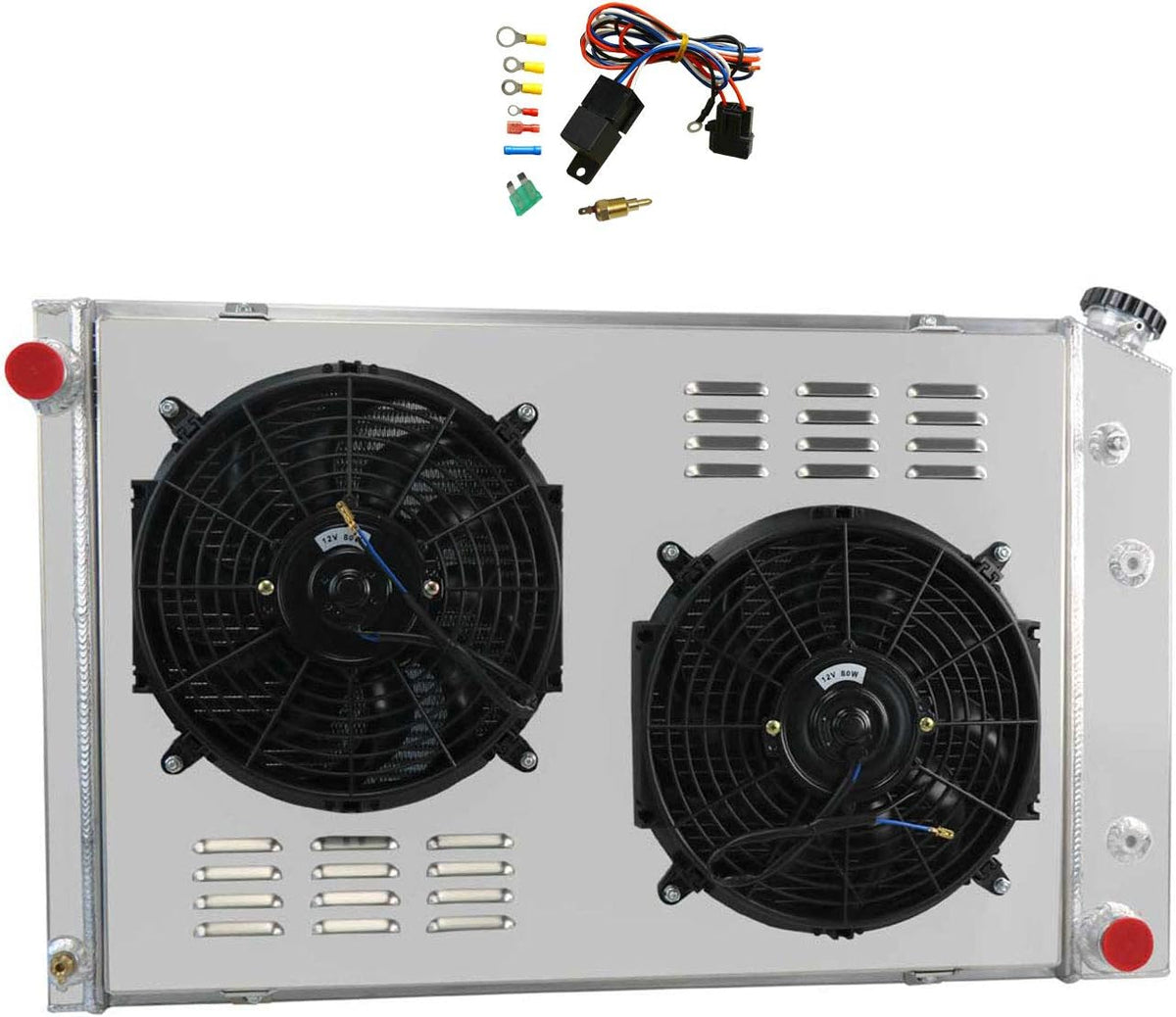 Aluminum Radiator with Shroud and 2x12'' Fan with Thermostat L6051
