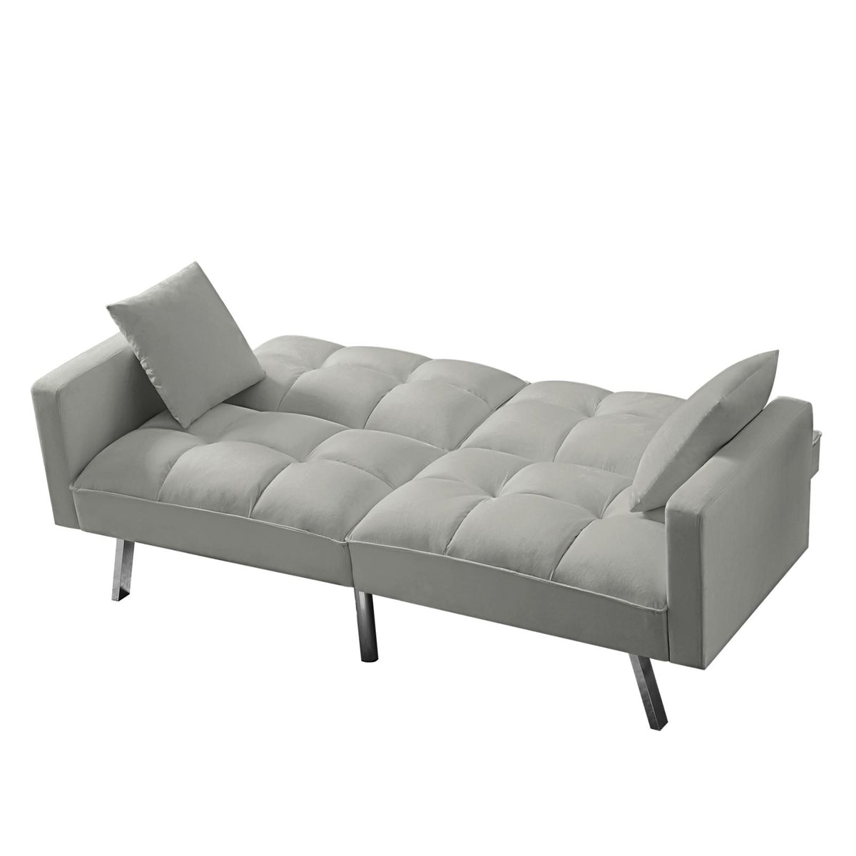 74 Inch Velvet Tufted Futon Sofa Bed with Metal Legs Y164848