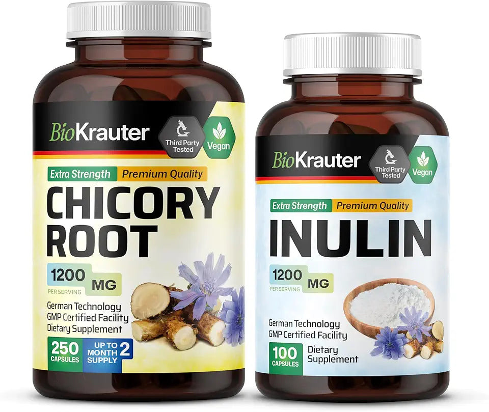 Chicory Root 250 Capsules & Inulin 100 Capsules X13768