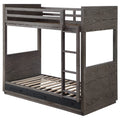 Twin over Twin Bunk Bed with Ladder in Gray Oak W844