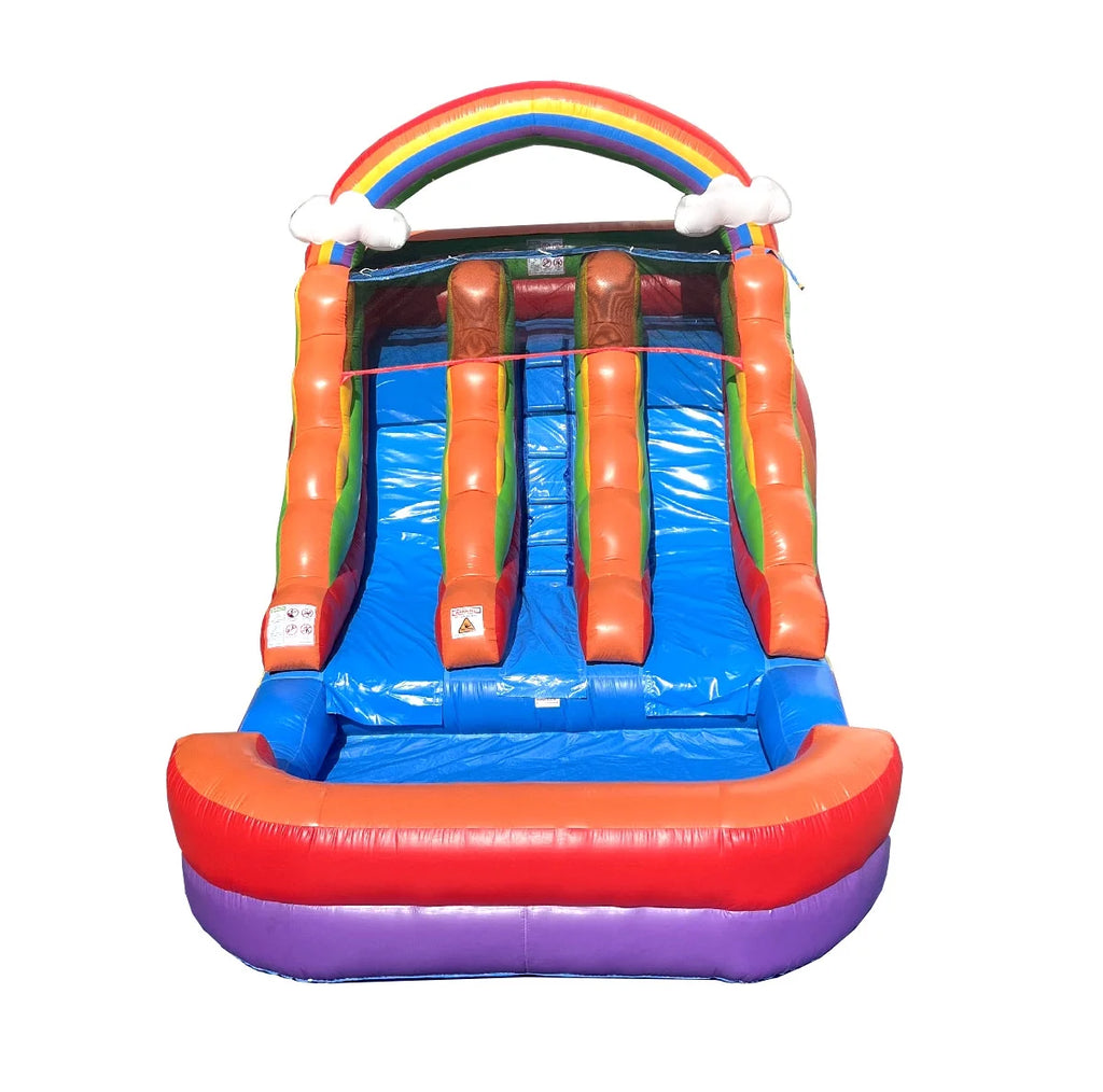 Rainbow Cloud Inflatable Double Water Slide with Blower, 13 Ft G464338