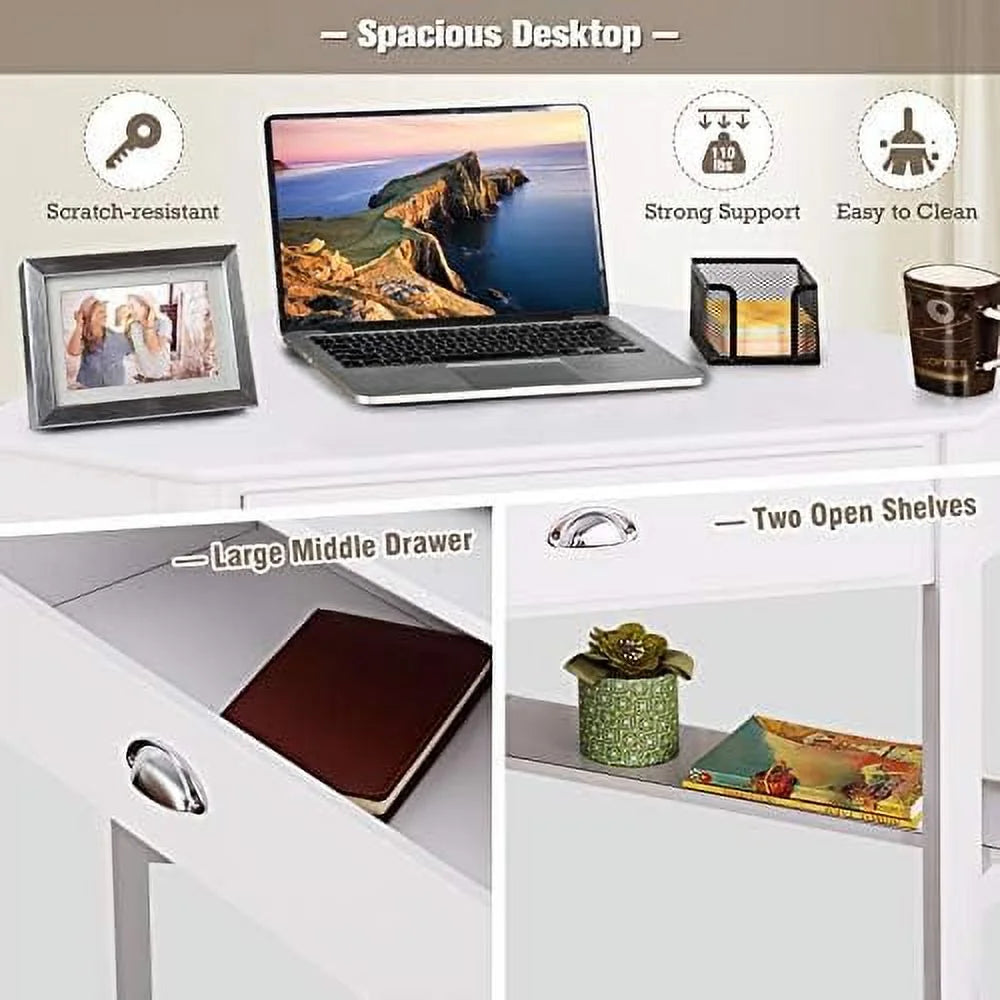 Brown Corner Desk with Drawer R522