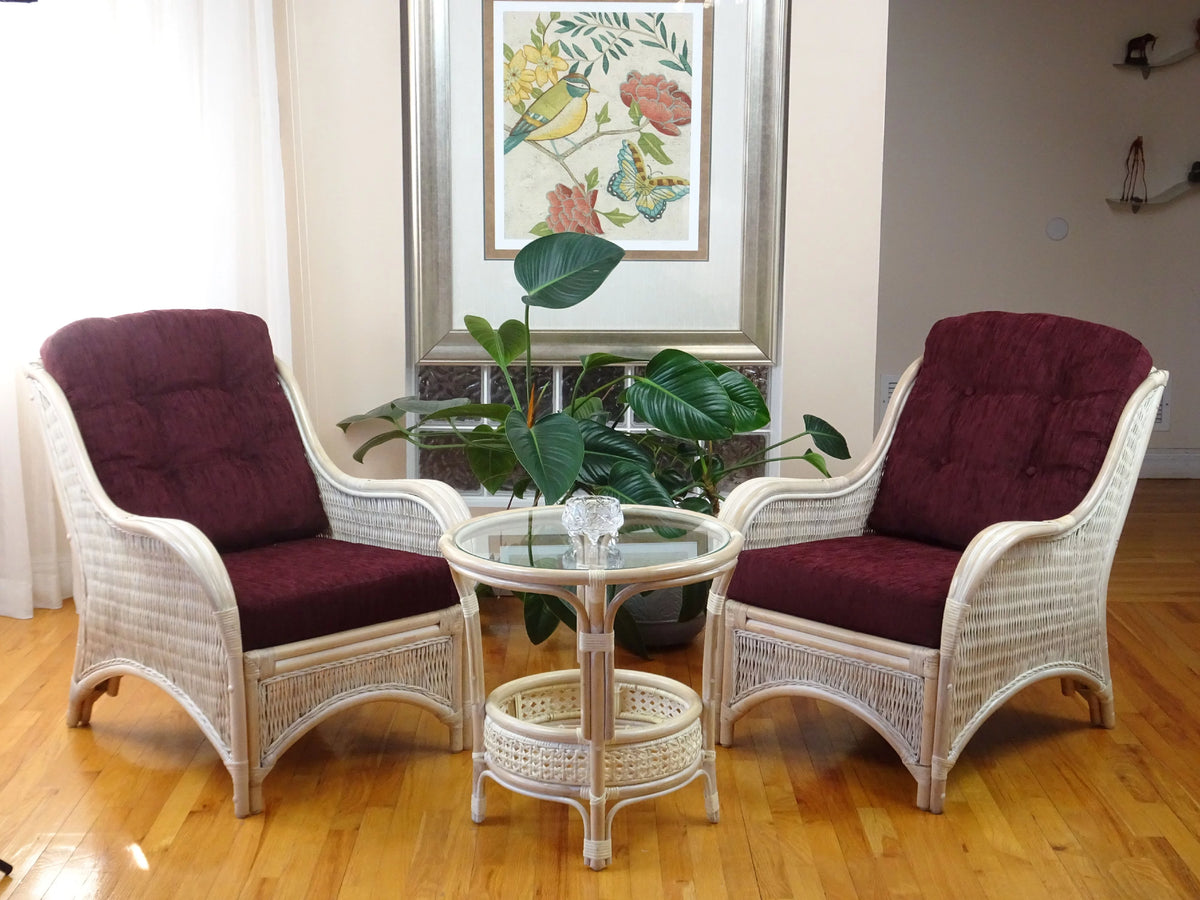 Natural Rattan Wicker Armchair with Dark Brown Cushions N25369