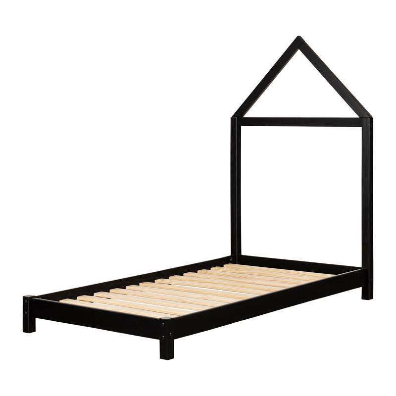 House Frame Headboard Bed Matte Black L433658