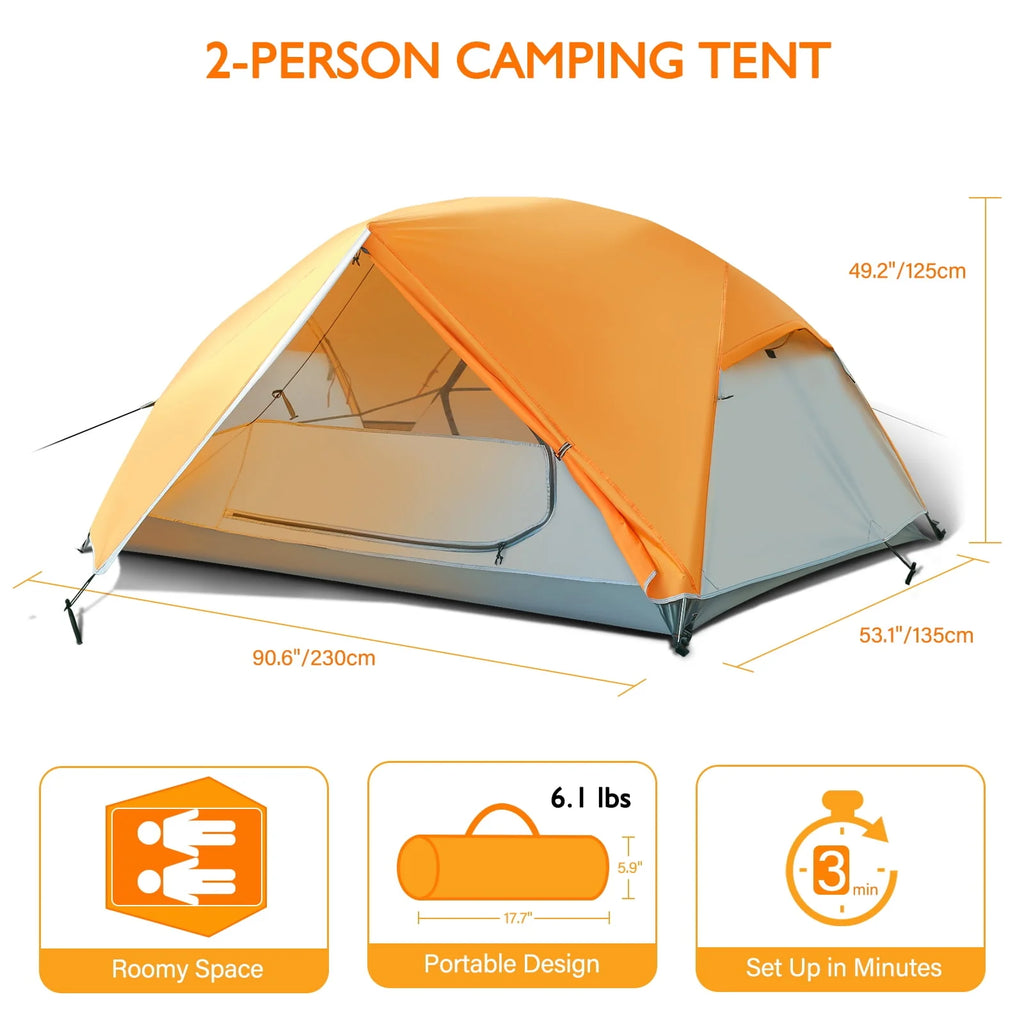 2-3 Person Waterproof Pop Up Camping Tent with Sun Shade H792394