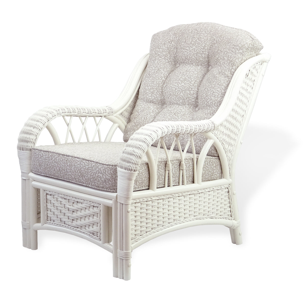Rattan Wicker Living Room Set 4 Pieces: 2 Lounge Chair ThreeSeater/Sofa Coffee Table White Color with Cushion A20505