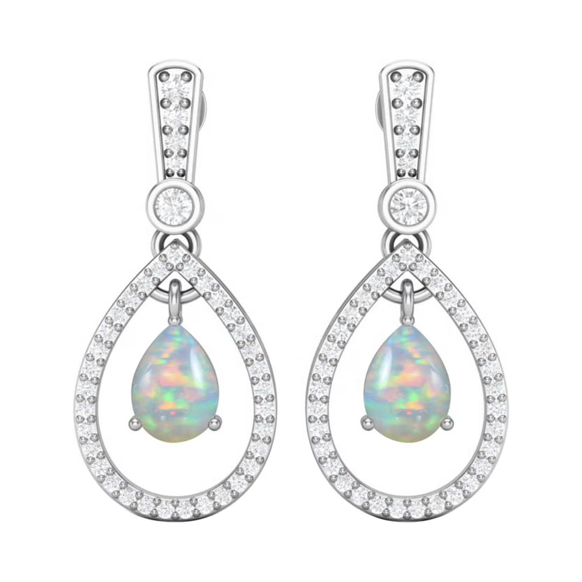 Pear Opal Teardrop Dangle Earrings D37619