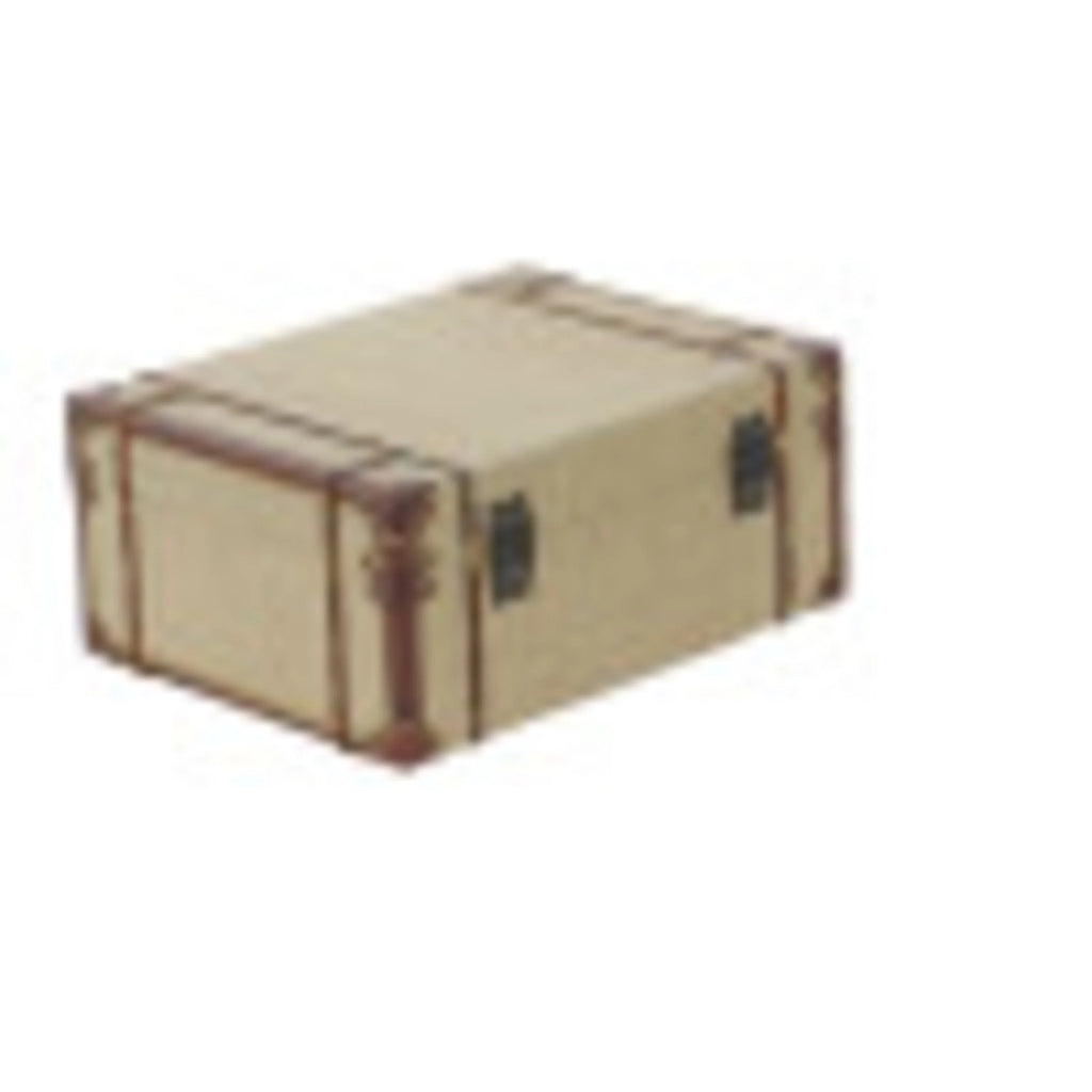 Beige Wooden Nesting Upholstered Trunk 2-Pieces Q396