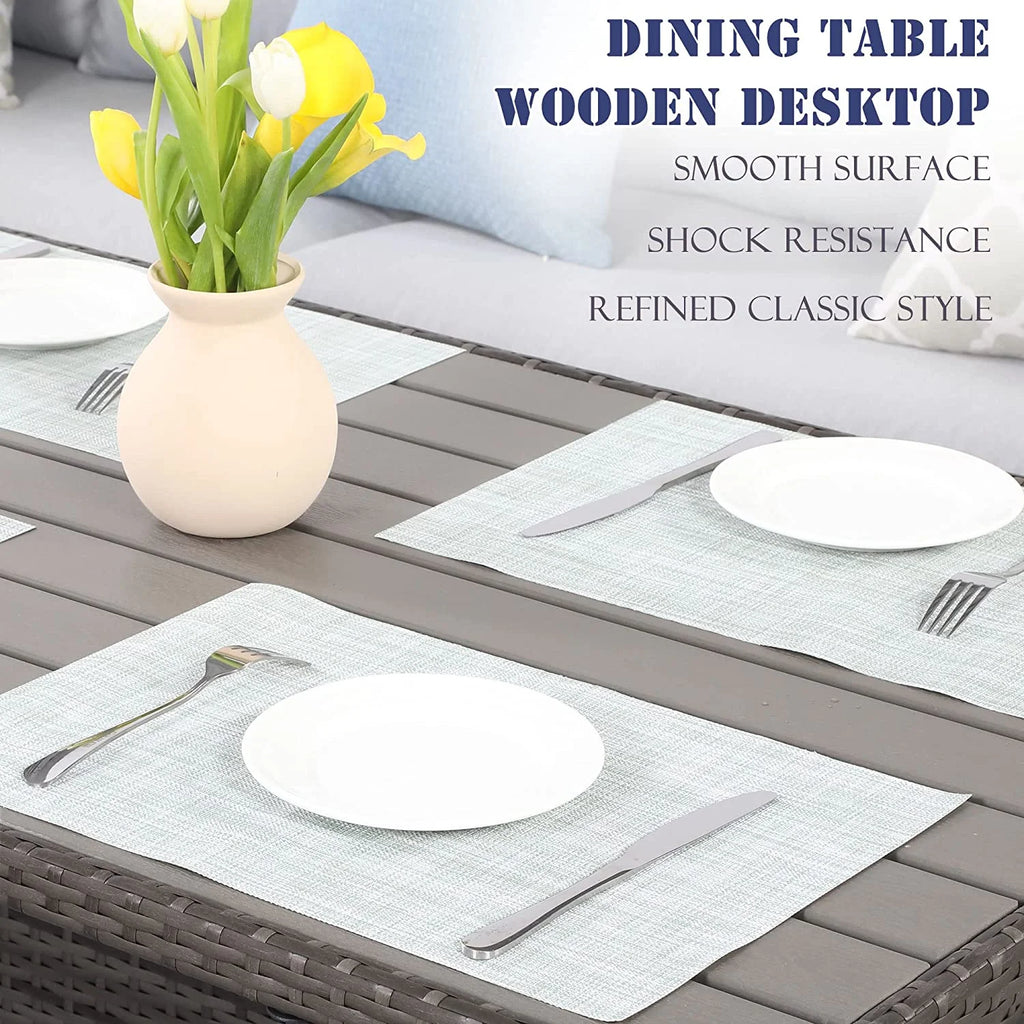 7 Piece Outdoor Dining Sectional Sofa with Dining Table and Chair U5122
