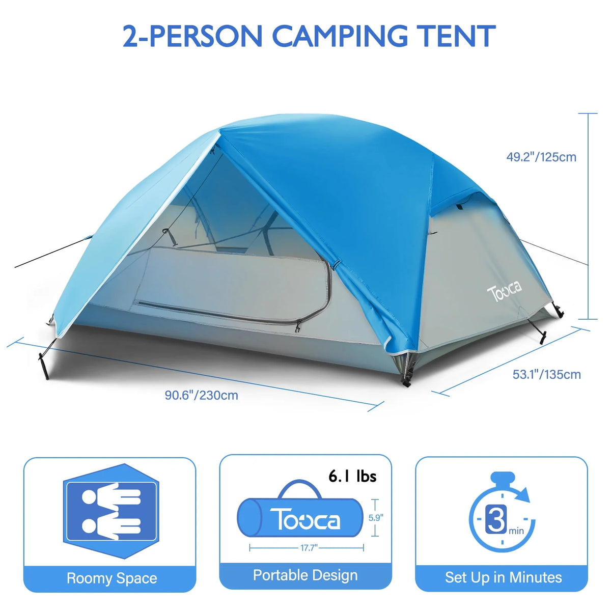 2-3 Person Waterproof Pop Up Camping Tent with Sun Shade H792394