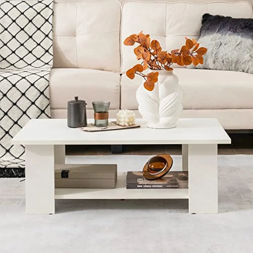 White Coffee Table with Storage O302351