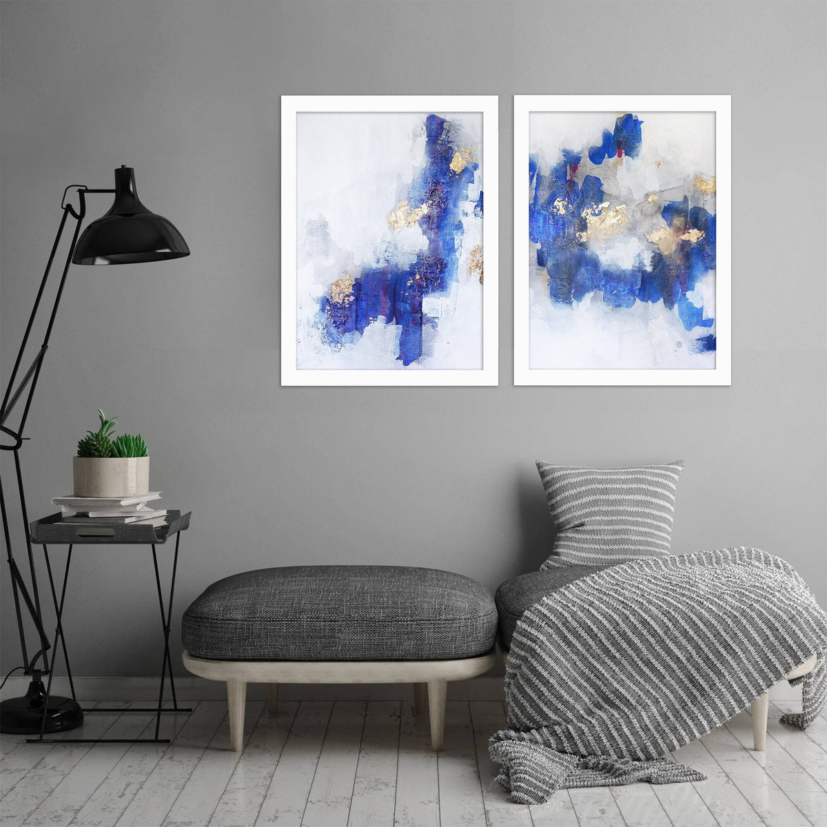 2 Piece White Framed Print Set S302704