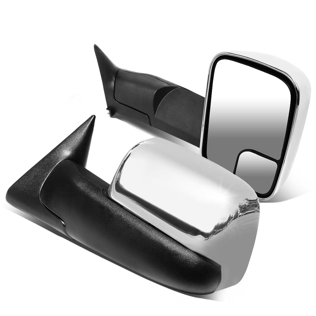 Pair Manual Adjustment Flip Up Towing Mirror Chrome Cover C429