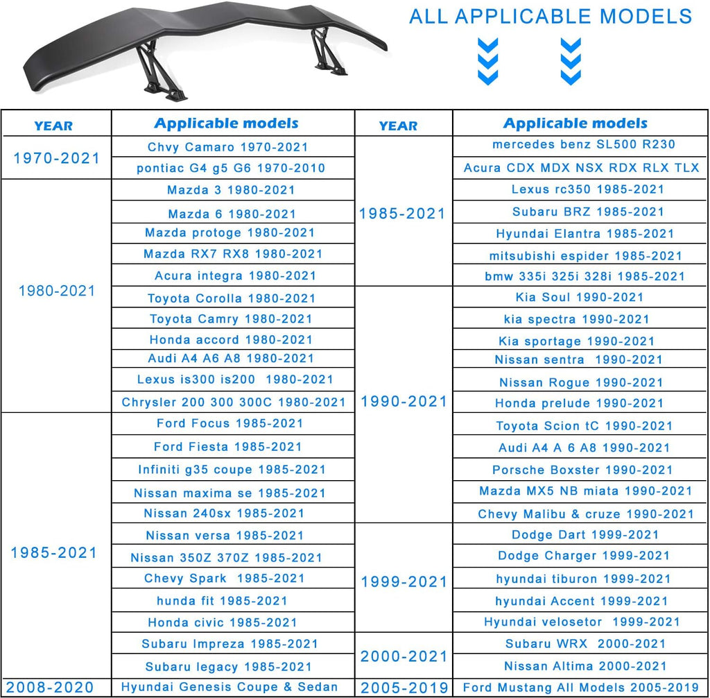 Universal Trunk Wings Spoiler High Kick V Style Rear Spoiler Wing Tail Lid (61.8inches Length) B93728