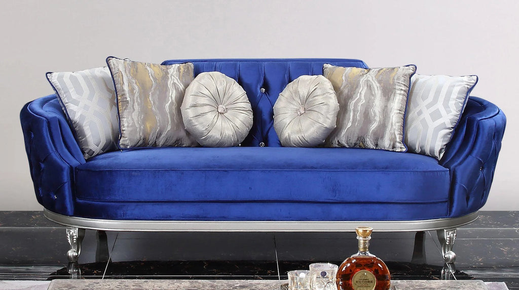Blue Velvet Sofa Set 2Pc L790562