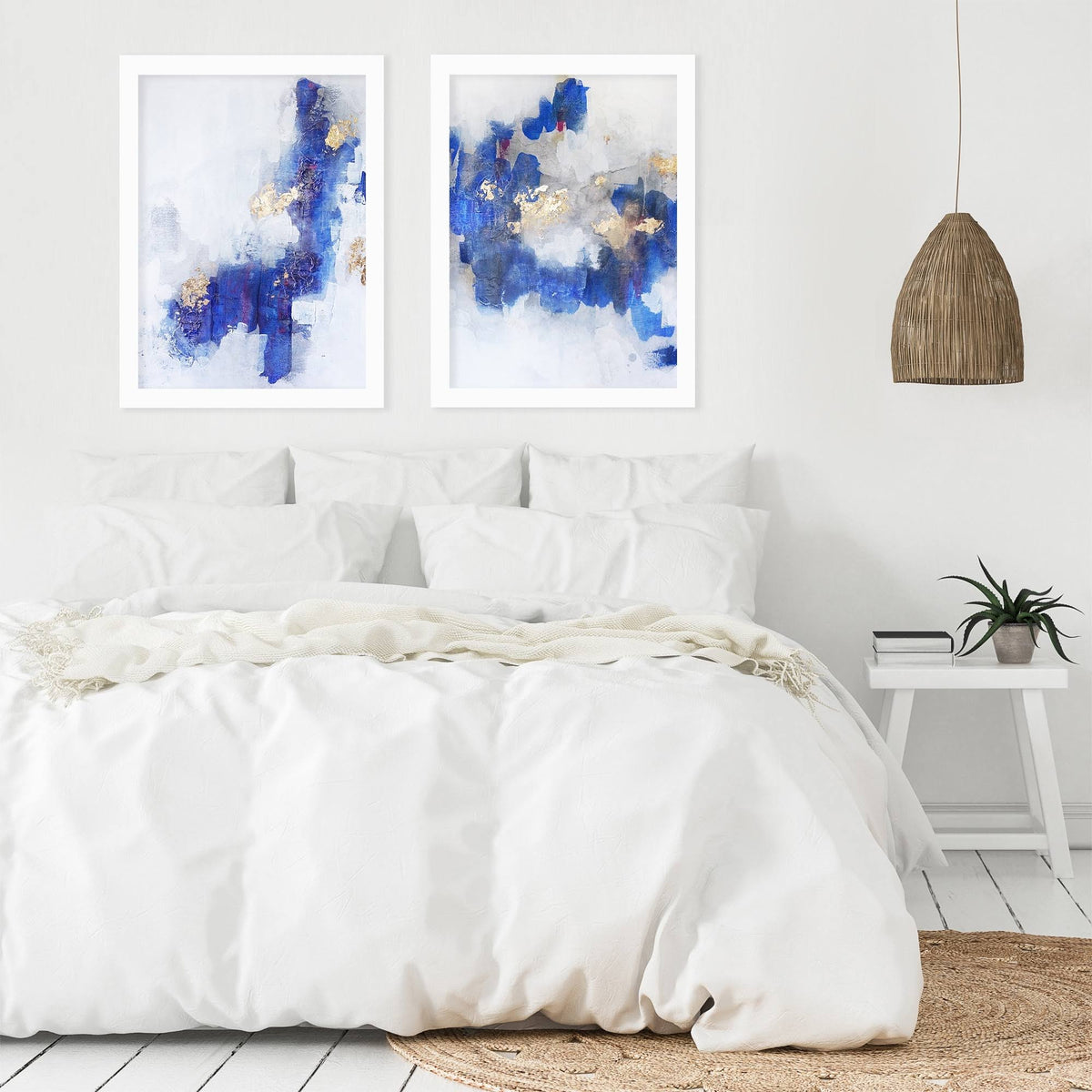 2 Piece White Framed Print Set S302704