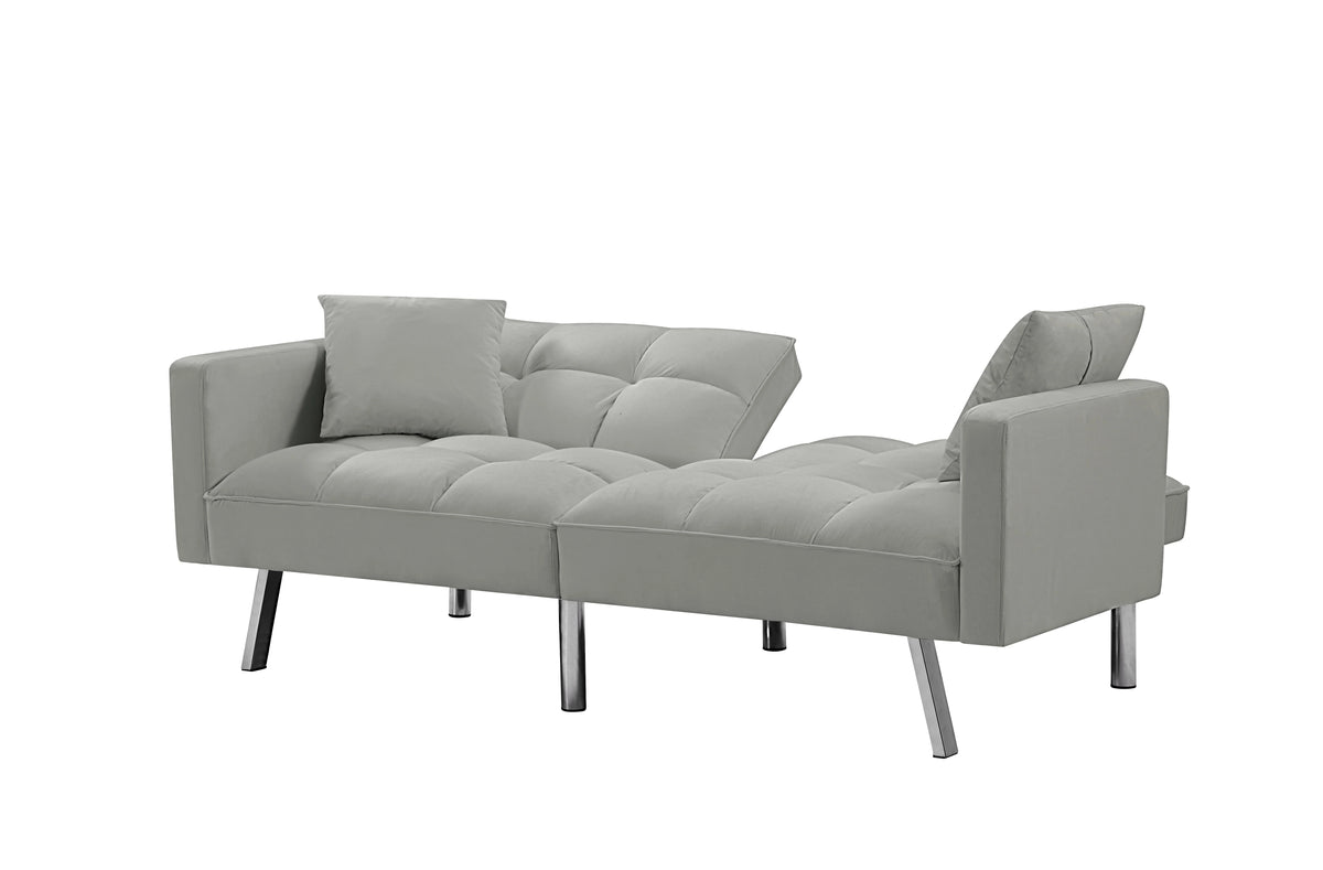 74 Inch Velvet Tufted Futon Sofa Bed with Metal Legs Y164848
