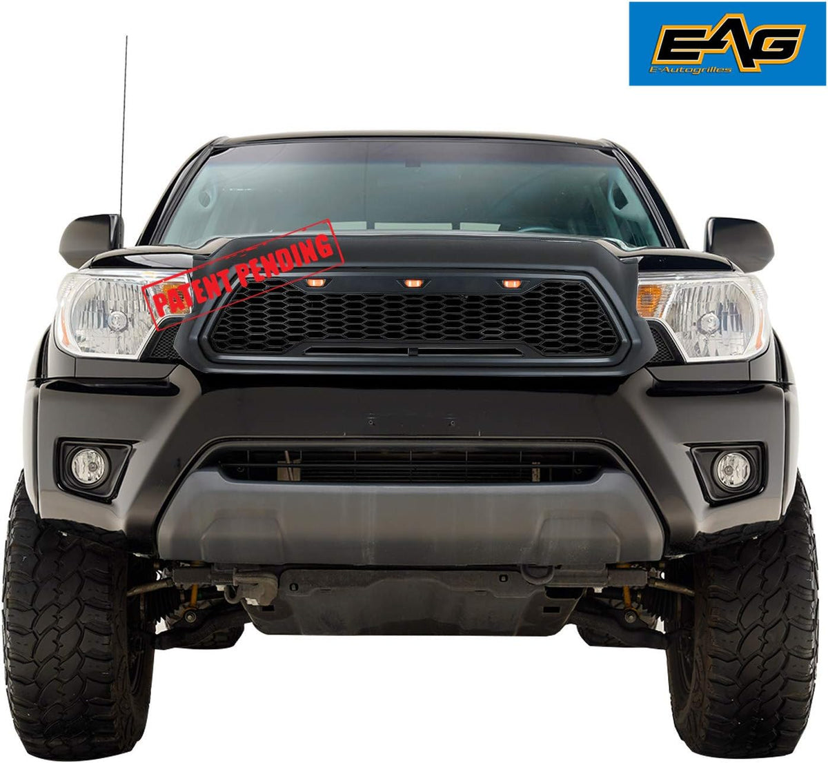 Matte Black ABS Grille Front Grill with Amber LED Lights Y7146