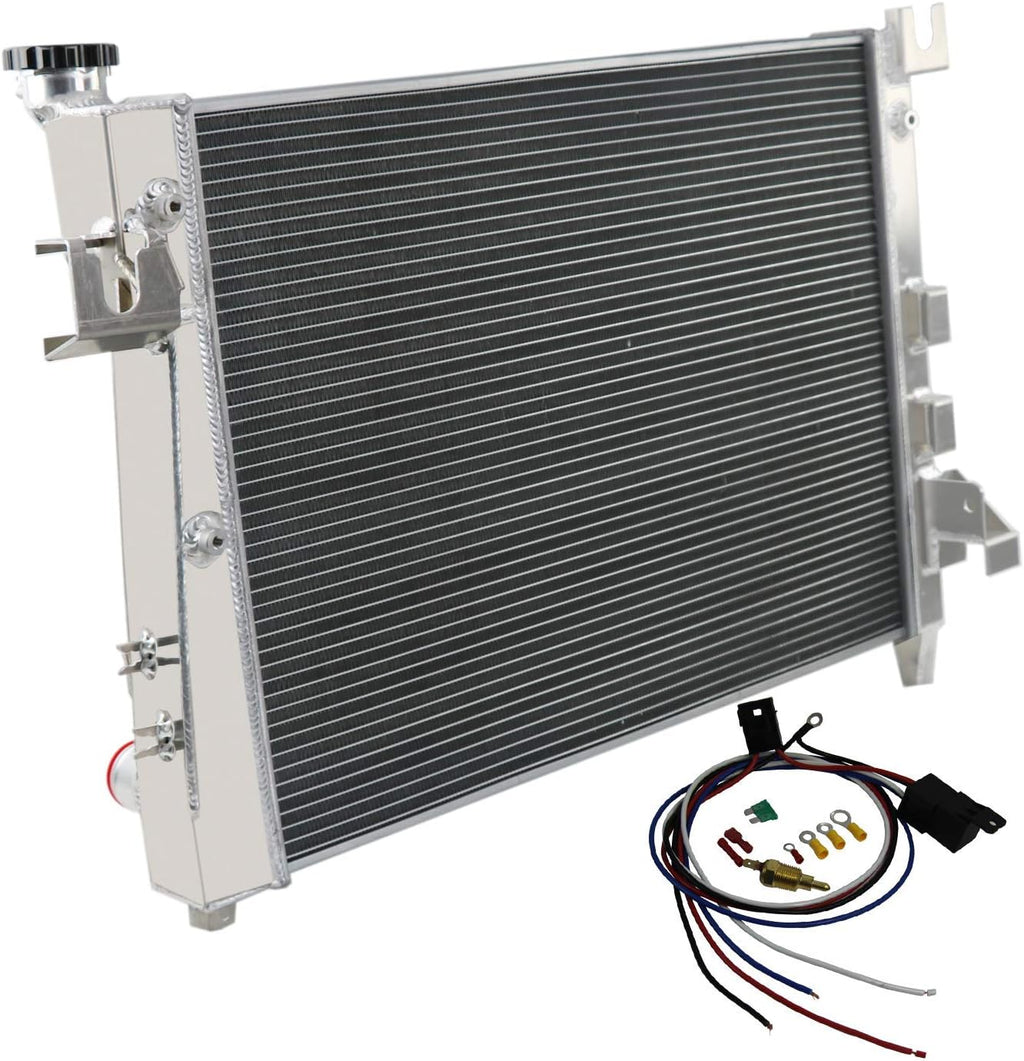 2 Row All Aluminum Radiator with Shroud Fan and Thermostat Relay Kits H46376