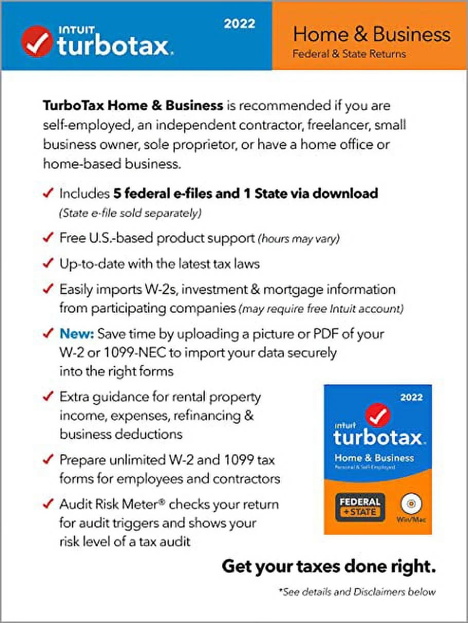 TurboTax Home & Business 2022 Physical Disk X7641