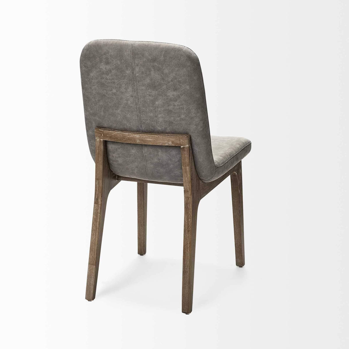Grey Fabric Dining Chair with Medium Brown Wood Base L9810