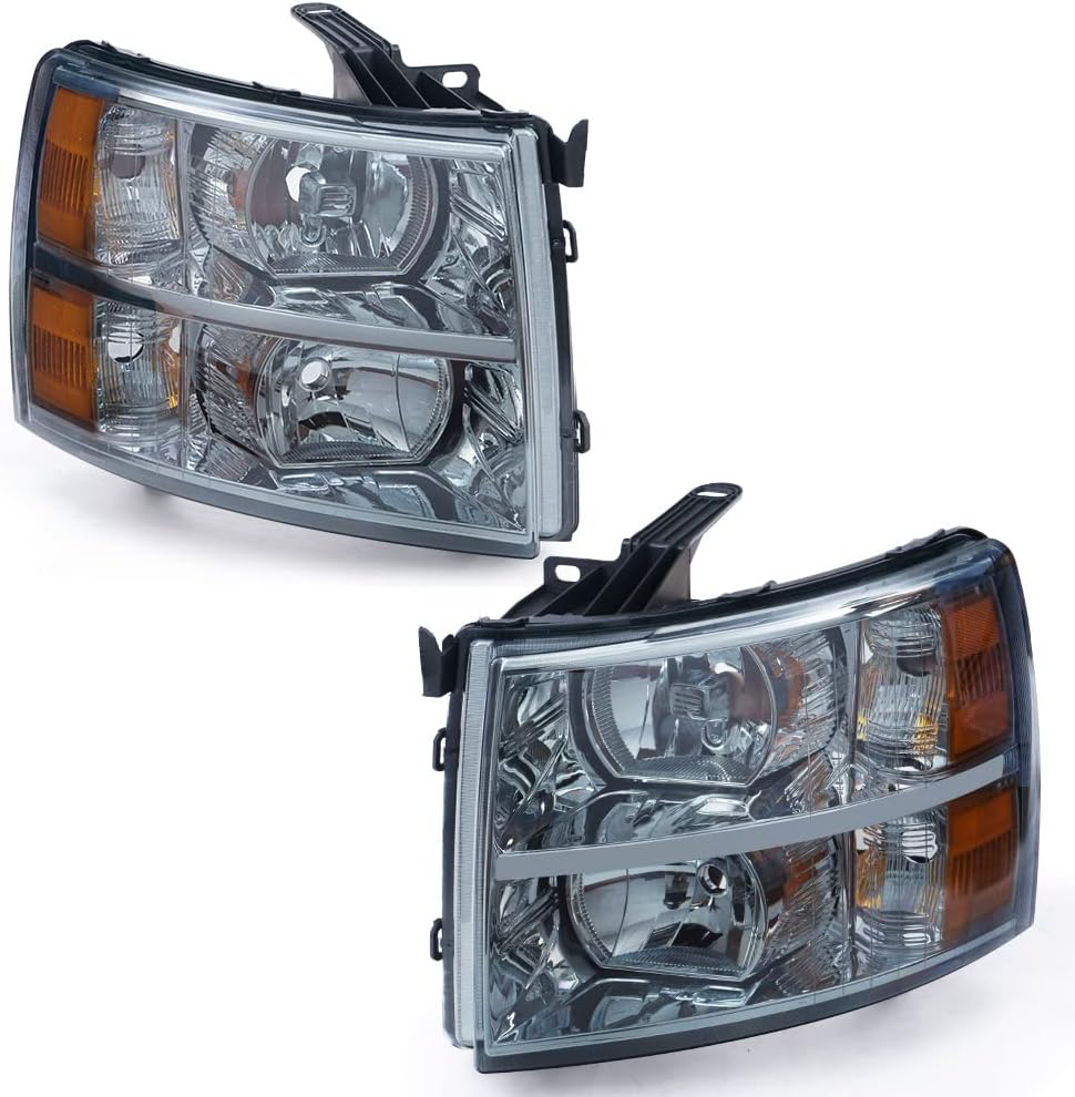 Headlights with Clear Lens Chrome Housing Amber Reflector L87611