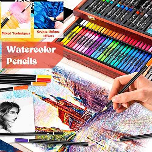 153-Pack Art Set in Wooden Case with 2 A4 Sketch Pads N5358