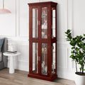 6-Tier Lighted Curio Display Cabinet with Adjustable Shelves and Tempered Glass Doors U7730