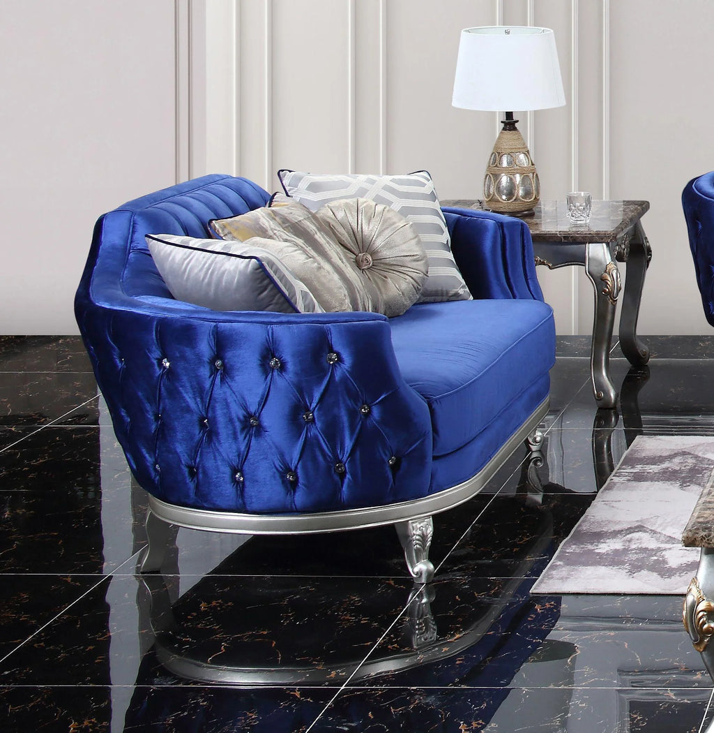 Blue Velvet Sofa Set 2Pc L790562