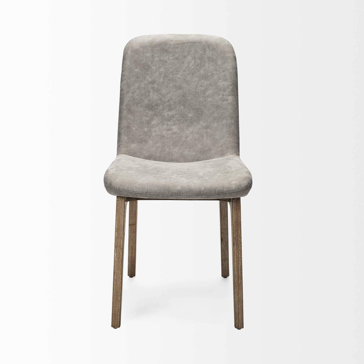 Grey Fabric Dining Chair with Medium Brown Wood Base L9810