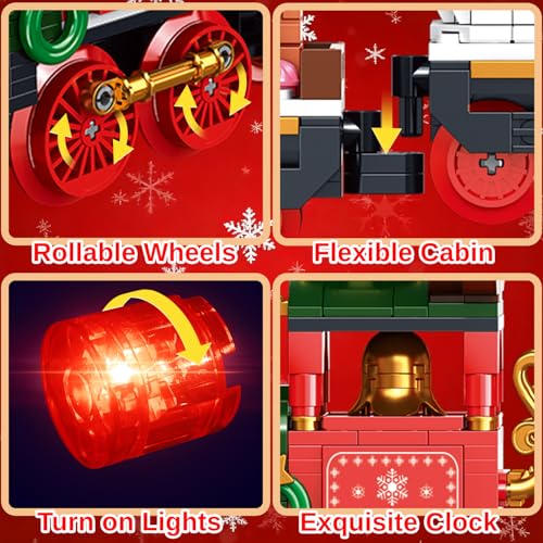 Christmas Train Building Toys Set 868pcs with LED Light E716