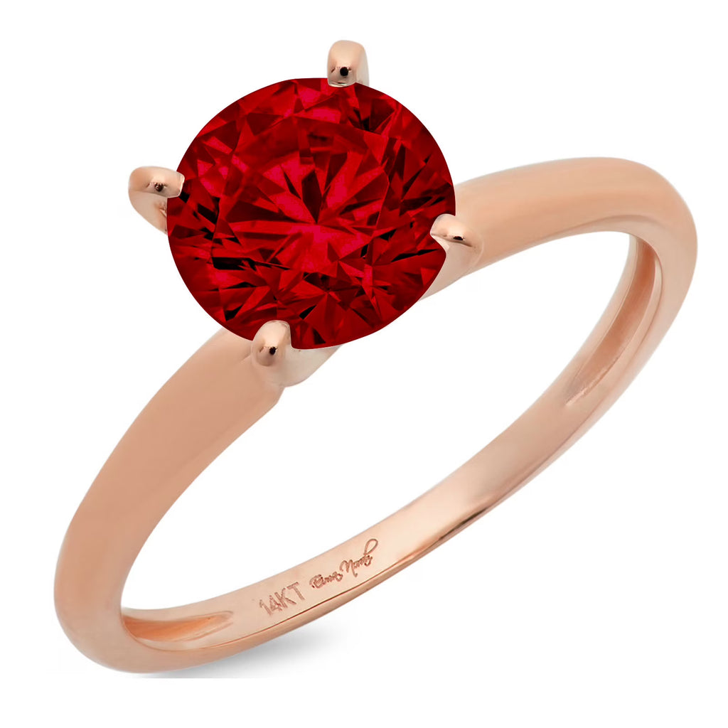 Red Natural Garnet Solitaire Ring Y62601